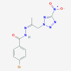 molecular formula C11H10BrN7O3 B387191 4-bromo-N'-(2-{5-nitro-2H-tetraazol-2-yl}-1-methylethylidene)benzohydrazide 