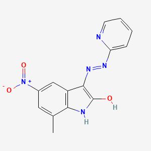 7-methyl-5-nitro-3-(pyridin-2-yldiazenyl)-1H-indol-2-ol