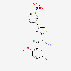 (E)-3-(2,5-dimethoxyphenyl)-2-[4-(3-nitrophenyl)-1,3-thiazol-2-yl]prop-2-enenitrile