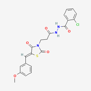 2-chloro-N'-{3-[5-(3-methoxybenzylidene)-2,4-dioxo-1,3-thiazolidin-3-yl]propanoyl}benzohydrazide