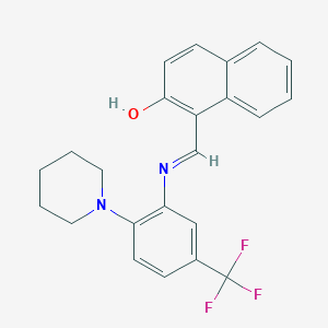 molecular formula C23H21F3N2O B387197 1-[[2-Piperidin-1-yl-5-(trifluoromethyl)phenyl]iminomethyl]naphthalen-2-ol 