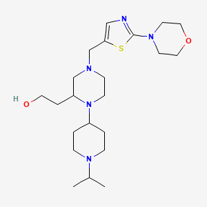 molecular formula C22H39N5O2S B3871995 2-(1-(1-isopropyl-4-piperidinyl)-4-{[2-(4-morpholinyl)-1,3-thiazol-5-yl]methyl}-2-piperazinyl)ethanol 