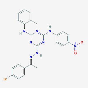 molecular formula C24H21BrN8O2 B387202 1-(4-Bromophenyl)ethanone [4-{4-nitroanilino}-6-(2-toluidino)-1,3,5-triazin-2-yl]hydrazone 