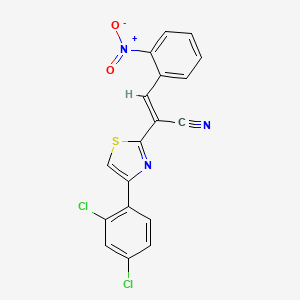 molecular formula C18H9Cl2N3O2S B3872036 (E)-2-[4-(2,4-dichlorophenyl)-1,3-thiazol-2-yl]-3-(2-nitrophenyl)prop-2-enenitrile 