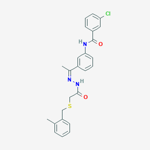 3-chloro-N-[3-(N-{[(2-methylbenzyl)sulfanyl]acetyl}ethanehydrazonoyl)phenyl]benzamide