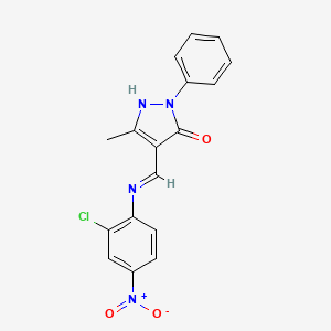 4-[(2-chloro-4-nitrophenyl)iminomethyl]-5-methyl-2-phenyl-1H-pyrazol-3-one