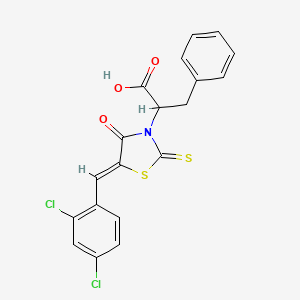 2-[(5Z)-5-(2,4-dichlorobenzylidene)-4-oxo-2-thioxo-1,3-thiazolidin-3-yl]-3-phenylpropanoic acid