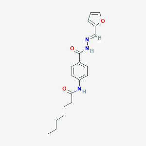 molecular formula C19H23N3O3 B387219 N-(4-{[2-(2-furylmethylene)hydrazino]carbonyl}phenyl)heptanamide 