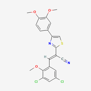 (E)-3-(3,5-dichloro-2-methoxyphenyl)-2-[4-(3,4-dimethoxyphenyl)-1,3-thiazol-2-yl]prop-2-enenitrile