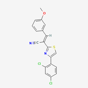 (E)-2-[4-(2,4-dichlorophenyl)-1,3-thiazol-2-yl]-3-(3-methoxyphenyl)prop-2-enenitrile