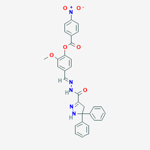 4-{2-[(5,5-diphenyl-4,5-dihydro-1H-pyrazol-3-yl)carbonyl]carbohydrazonoyl}-2-methoxyphenyl 4-nitrobenzoate