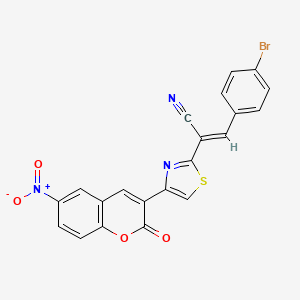 (E)-3-(4-bromophenyl)-2-[4-(6-nitro-2-oxochromen-3-yl)-1,3-thiazol-2-yl]prop-2-enenitrile