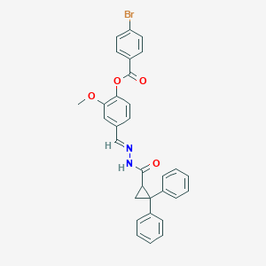 molecular formula C31H25BrN2O4 B387235 4-{2-[(2,2-Diphenylcyclopropyl)carbonyl]carbohydrazonoyl}-2-methoxyphenyl 4-bromobenzoate 