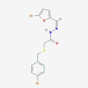 molecular formula C14H12Br2N2O2S B387239 2-[(4-bromobenzyl)sulfanyl]-N'-[(5-bromo-2-furyl)methylene]acetohydrazide 