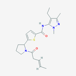 N-(4-ethyl-1,3-dimethyl-1H-pyrazol-5-yl)-5-{1-[(3E)-3-pentenoyl]-2-pyrrolidinyl}-2-thiophenecarboxamide