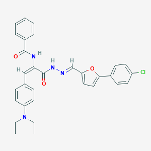 molecular formula C31H29ClN4O3 B387249 N-{(1E)-3-[(2E)-2-{[5-(4-chlorophenyl)furan-2-yl]methylidene}hydrazinyl]-1-[4-(diethylamino)phenyl]-3-oxoprop-1-en-2-yl}benzamide 