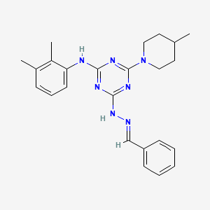 N-(2,3-DIMETHYLPHENYL)-4-(4-METHYLPIPERIDIN-1-YL)-6-[(2E)-2-(PHENYLMETHYLIDENE)HYDRAZIN-1-YL]-1,3,5-TRIAZIN-2-AMINE