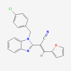 (E)-2-[1-[(4-chlorophenyl)methyl]benzimidazol-2-yl]-3-(furan-2-yl)prop-2-enenitrile