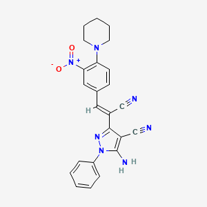 5-AMINO-3-[(1Z)-1-CYANO-2-[3-NITRO-4-(PIPERIDIN-1-YL)PHENYL]ETH-1-EN-1-YL]-1-PHENYL-1H-PYRAZOLE-4-CARBONITRILE