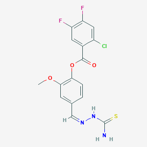 4-[2-(aminocarbonothioyl)carbonohydrazonoyl]-2-methoxyphenyl 2-chloro-4,5-difluorobenzoate