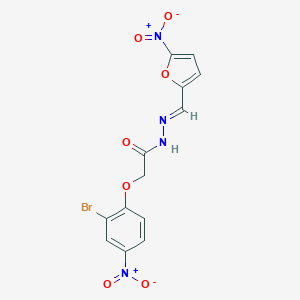 molecular formula C13H9BrN4O7 B387273 2-{2-bromo-4-nitrophenoxy}-N'-({5-nitro-2-furyl}methylene)acetohydrazide 