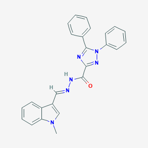 molecular formula C25H20N6O B387279 N'-[(1-methyl-1H-indol-3-yl)methylene]-1,5-diphenyl-1H-1,2,4-triazole-3-carbohydrazide 