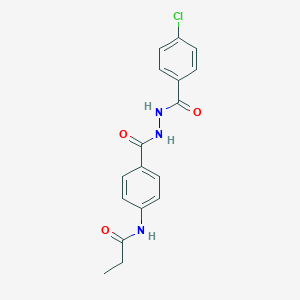 molecular formula C17H16ClN3O3 B387282 N-(4-{[2-(4-chlorobenzoyl)hydrazino]carbonyl}phenyl)propanamide 