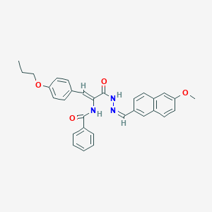 molecular formula C31H29N3O4 B387285 N-[1-({2-[(6-methoxy-2-naphthyl)methylene]hydrazino}carbonyl)-2-(4-propoxyphenyl)vinyl]benzamide 