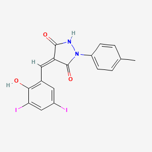 molecular formula C17H12I2N2O3 B3872894 4-(2-hydroxy-3,5-diiodobenzylidene)-1-(4-methylphenyl)-3,5-pyrazolidinedione 