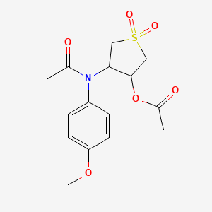 molecular formula C15H19NO6S B3872924 4-[acetyl(4-methoxyphenyl)amino]-1,1-dioxidotetrahydro-3-thienyl acetate 