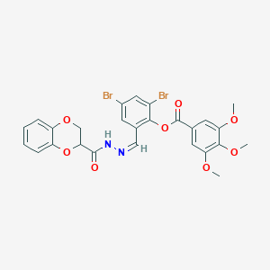 2,4-Dibromo-6-[2-(2,3-dihydro-1,4-benzodioxin-2-ylcarbonyl)carbohydrazonoyl]phenyl 3,4,5-trimethoxybenzoate
