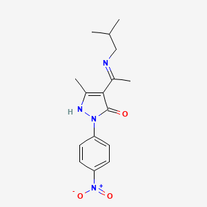 molecular formula C16H20N4O3 B3872987 4-(N-isobutylethanimidoyl)-5-methyl-2-(4-nitrophenyl)-1,2-dihydro-3H-pyrazol-3-one 