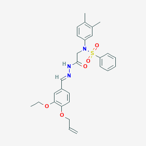 molecular formula C28H31N3O5S B387299 N-(2-{2-[4-(allyloxy)-3-ethoxybenzylidene]hydrazino}-2-oxoethyl)-N-(3,4-dimethylphenyl)benzenesulfonamide 