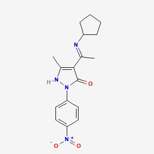 4-(N-cyclopentylethanimidoyl)-5-methyl-2-(4-nitrophenyl)-1,2-dihydro-3H-pyrazol-3-one