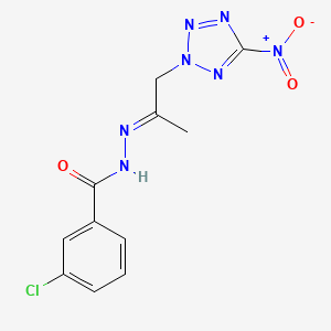 3-chloro-N'-[1-methyl-2-(5-nitro-2H-tetrazol-2-yl)ethylidene]benzohydrazide