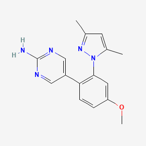 molecular formula C16H17N5O B3873017 5-[2-(3,5-dimethyl-1H-pyrazol-1-yl)-4-methoxyphenyl]pyrimidin-2-amine 