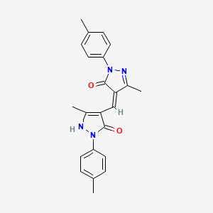 molecular formula C23H22N4O2 B3873037 4-{[5-hydroxy-3-methyl-1-(4-methylphenyl)-1H-pyrazol-4-yl]methylene}-5-methyl-2-(4-methylphenyl)-2,4-dihydro-3H-pyrazol-3-one 