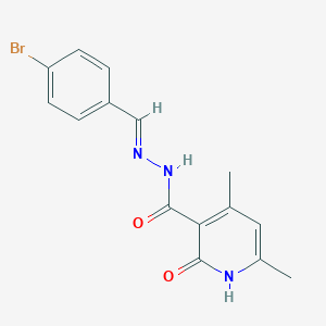 molecular formula C15H14BrN3O2 B387304 N-[(E)-(4-bromophenyl)methylideneamino]-4,6-dimethyl-2-oxo-1H-pyridine-3-carboxamide 