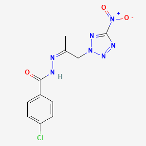 molecular formula C11H10ClN7O3 B3873043 4-chloro-N'-[1-methyl-2-(5-nitro-2H-tetrazol-2-yl)ethylidene]benzohydrazide 