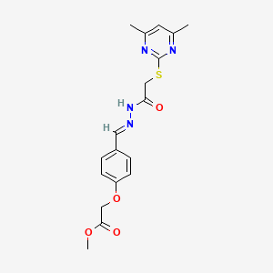 molecular formula C18H20N4O4S B3873067 methyl [4-(2-{[(4,6-dimethyl-2-pyrimidinyl)thio]acetyl}carbonohydrazonoyl)phenoxy]acetate 