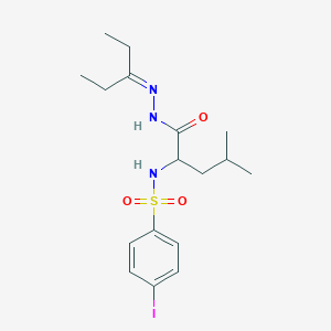 molecular formula C17H26IN3O3S B387309 N-(1-{[2-(1-ethylpropylidene)hydrazino]carbonyl}-3-methylbutyl)-4-iodobenzenesulfonamide 