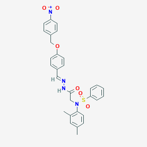 molecular formula C30H28N4O6S B387315 N-(2,4-dimethylphenyl)-N-(2-{2-[4-({4-nitrobenzyl}oxy)benzylidene]hydrazino}-2-oxoethyl)benzenesulfonamide 