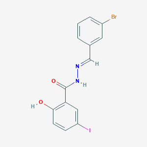 N-[(E)-(3-bromophenyl)methylideneamino]-2-hydroxy-5-iodobenzamide