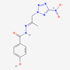 4-hydroxy-N-[(E)-1-(5-nitrotetrazol-2-yl)propan-2-ylideneamino]benzamide