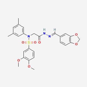 N-{2-[2-(1,3-benzodioxol-5-ylmethylene)hydrazino]-2-oxoethyl}-N-(3,5-dimethylphenyl)-3,4-dimethoxybenzenesulfonamide