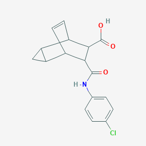 molecular formula C17H16ClNO3 B387334 7-[(4-Chloroanilino)carbonyl]tricyclo[3.2.2.0~2,4~]non-8-ene-6-carboxylic acid 