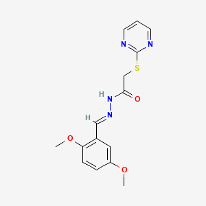 molecular formula C15H16N4O3S B3873350 N'-(2,5-dimethoxybenzylidene)-2-(2-pyrimidinylthio)acetohydrazide 