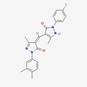 molecular formula C23H21IN4O2 B3873368 2-(3,4-dimethylphenyl)-4-{[5-hydroxy-1-(4-iodophenyl)-3-methyl-1H-pyrazol-4-yl]methylene}-5-methyl-2,4-dihydro-3H-pyrazol-3-one 