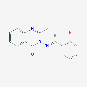 molecular formula C16H12FN3O B3873388 3-[(2-fluorobenzylidene)amino]-2-methyl-4(3H)-quinazolinone 