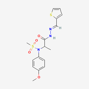 molecular formula C16H19N3O4S2 B3873427 N-(4-methoxyphenyl)-N-{1-methyl-2-oxo-2-[2-(2-thienylmethylene)hydrazino]ethyl}methanesulfonamide 